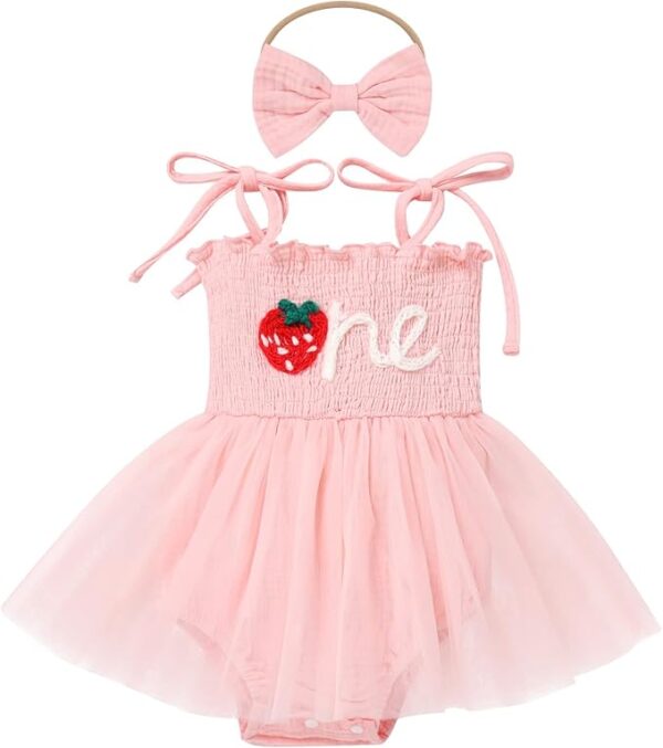 Baby Girl 1st Birthday Tutu Romper Set