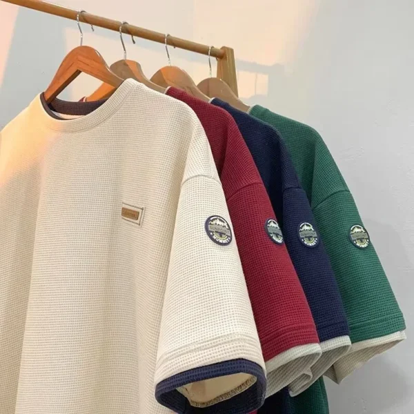 Men’s Waffle T-Shirt – Loose Fit Summer Tee