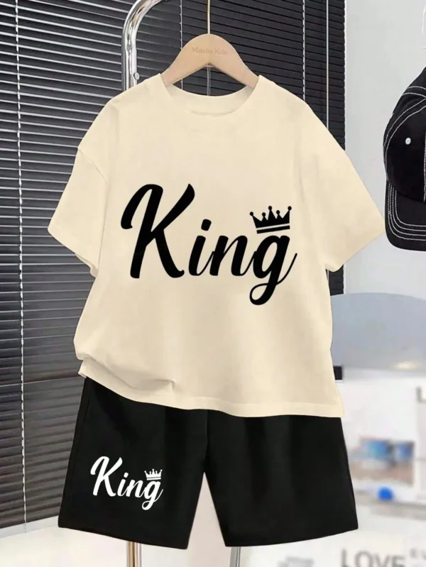 2026 summer new children's suit short sleeve shorts letter printed round neck T-shirt light breathable comfortable soft quick dr